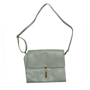 Mossimo Supply Co. Light Gray/Green Crossbody Bag Faux Leather Gold Hardware